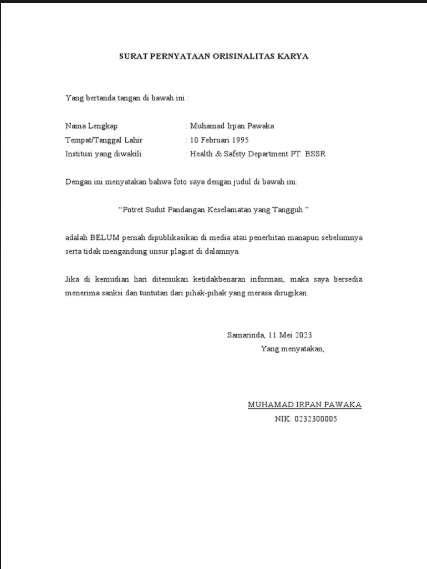 Contoh Template Surat Pernyataan Orisinalitas